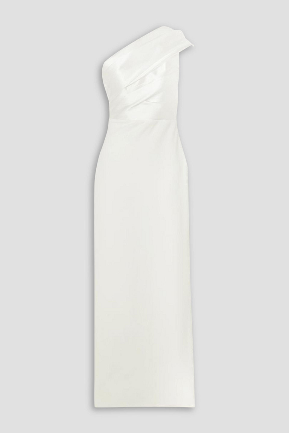 Solace London Selia One-shoulder Satin-twill And Crepe Maxi Dress In Ivory