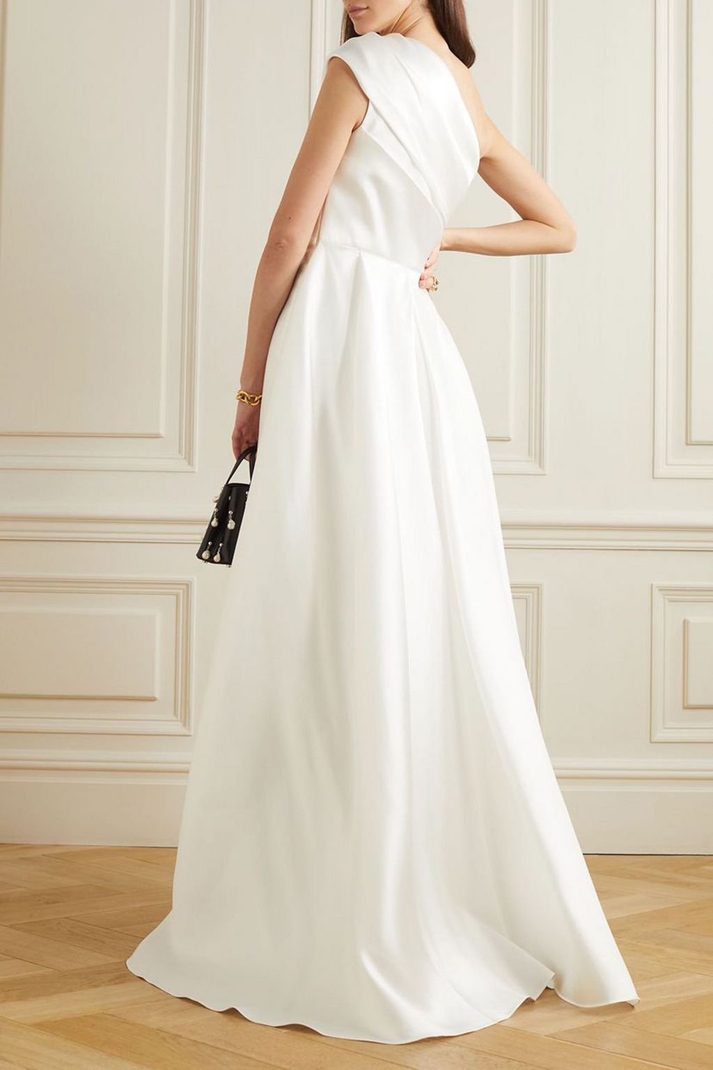 SOLACE LONDON Alba one-shoulder draped twill gown