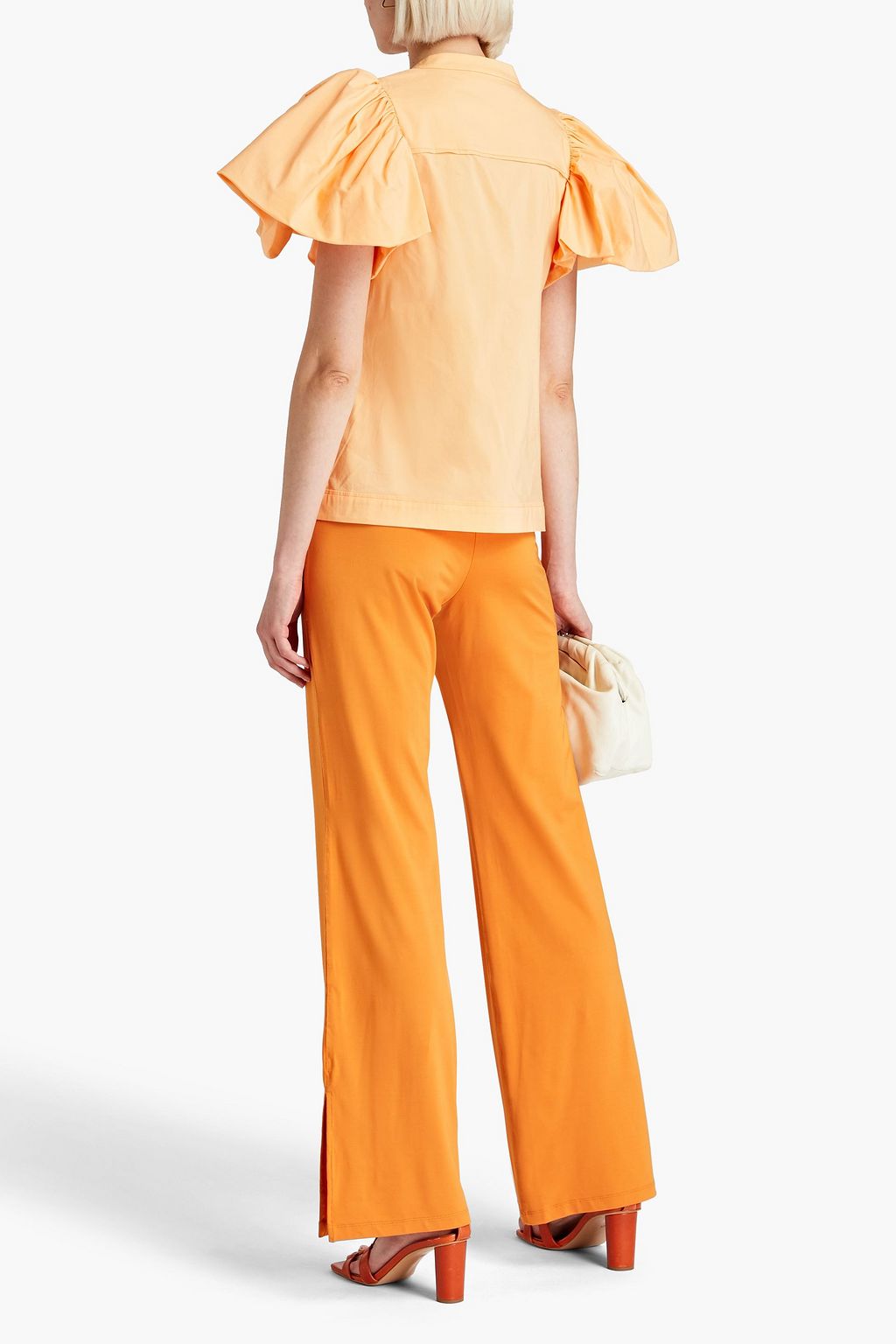 SIMKHAI Hallie gathered cotton-blend poplin top