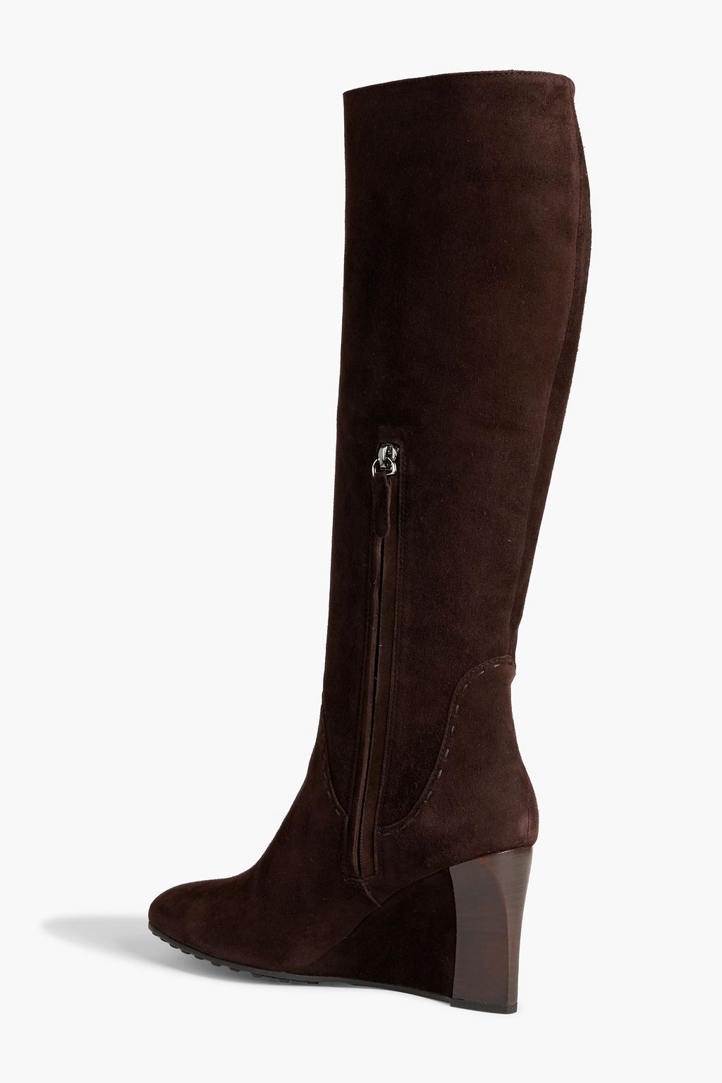 TOD'S Suede wedge knee boots