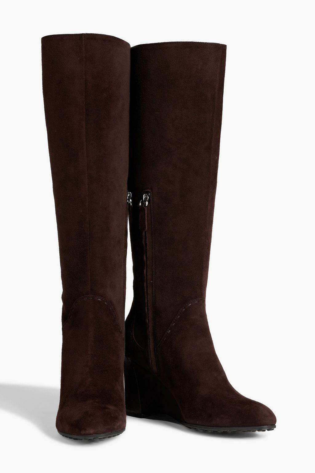 TOD'S Suede wedge knee boots