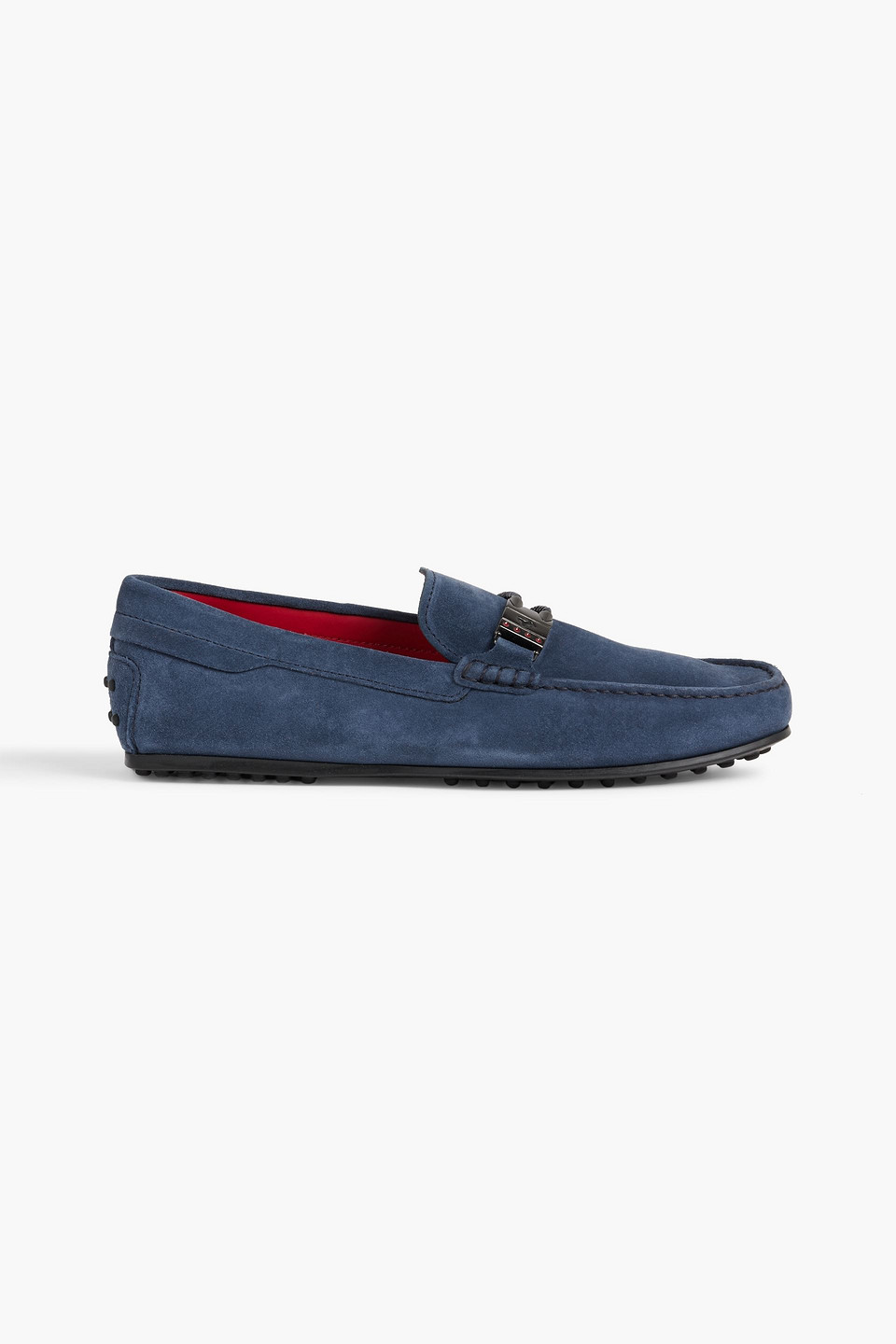 Tod's City Gommino Embellished Suede Driving Shoes In Navy