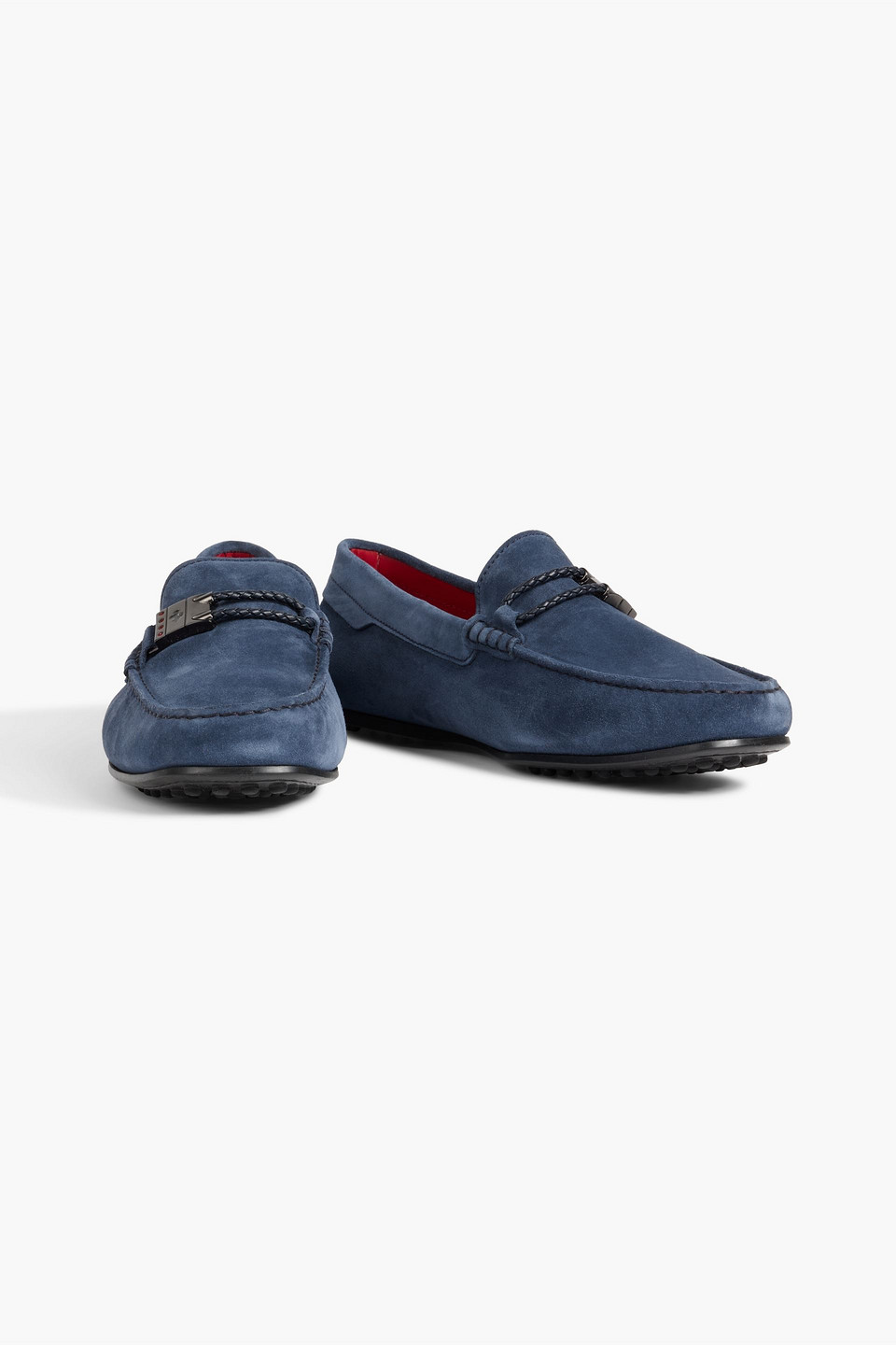 Tod's City Gommino Embellished Suede Driving Shoes In Navy