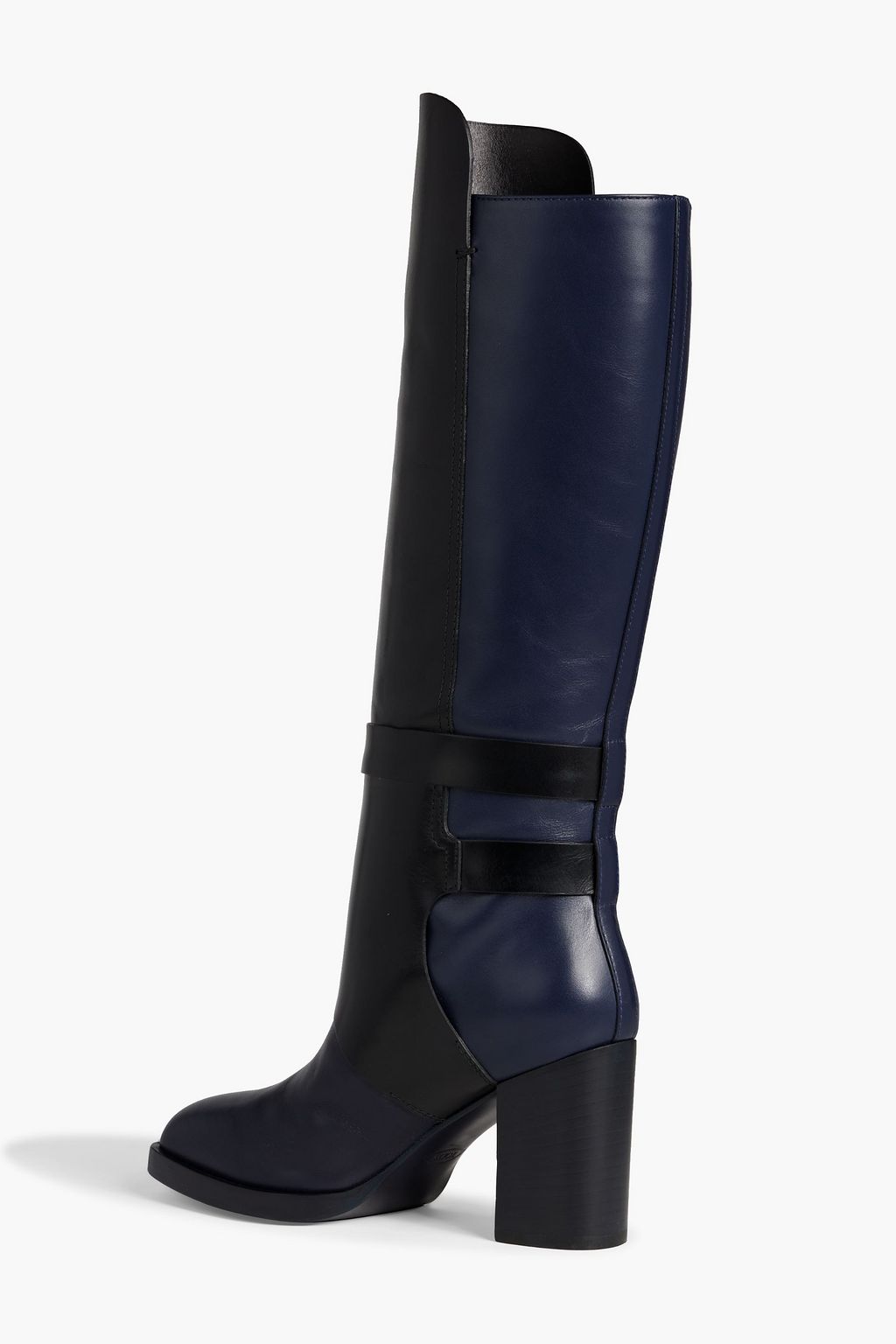 TOD'S Buckled two-tone leather knee boots