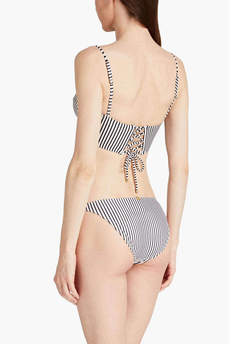  Vix Paula Hermanny - Amalfi Tief Sitzendes Bikini-höschen Mit Streifen Und Ringverzierungen - Weiß - Xs 