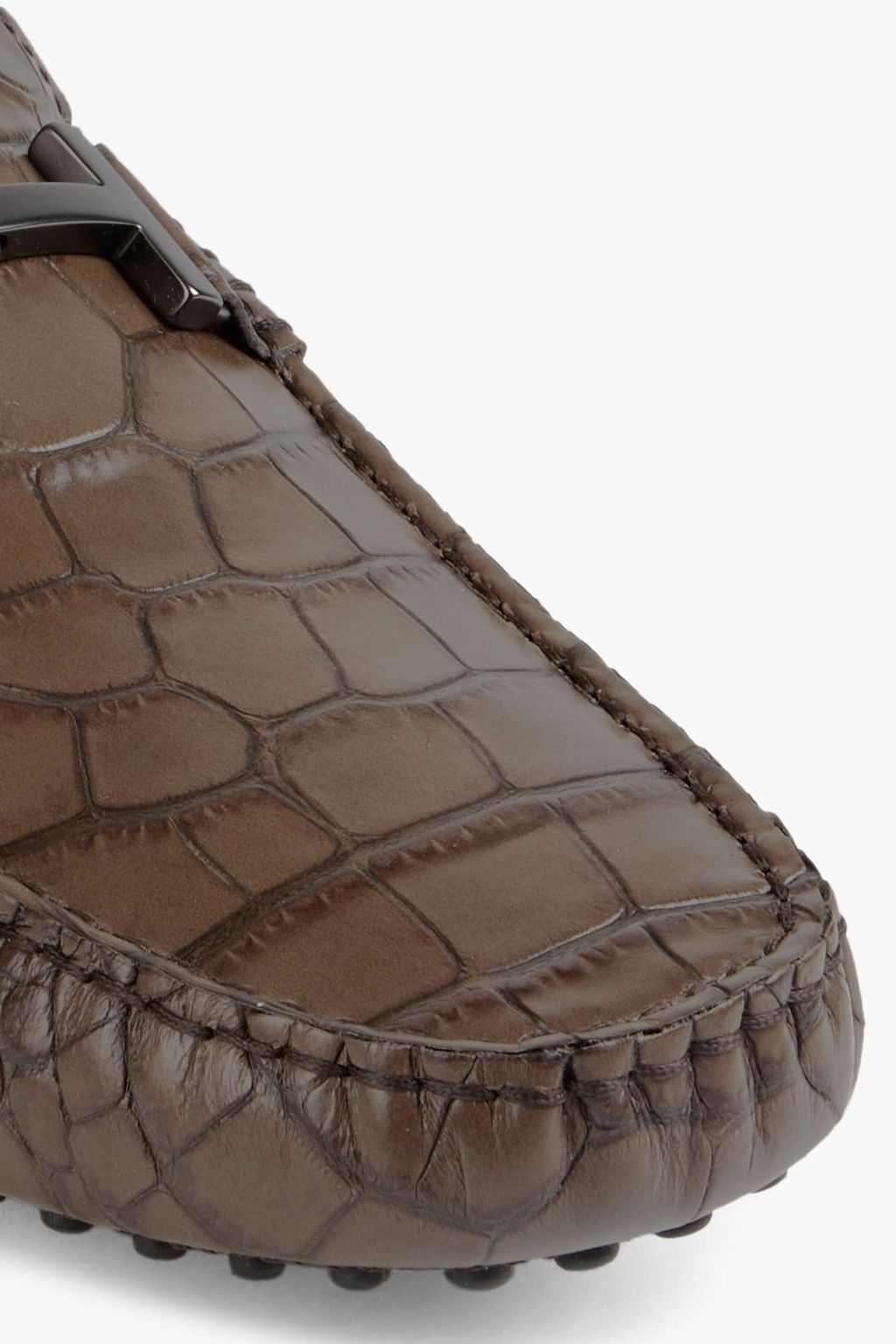 TOD'S Double T croc-effect leather driving shoes