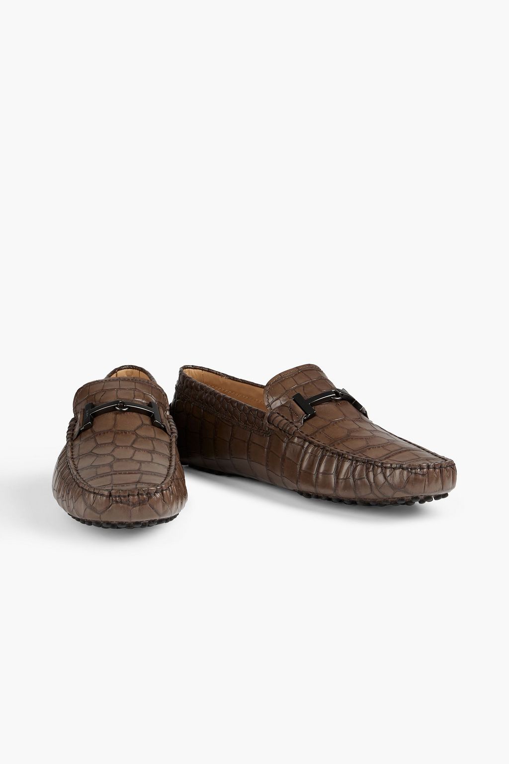 TOD'S Double T croc-effect leather driving shoes