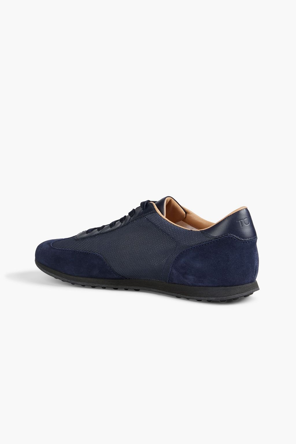 TOD'S Laccetto leather-trimmed canvas and suede sneakers