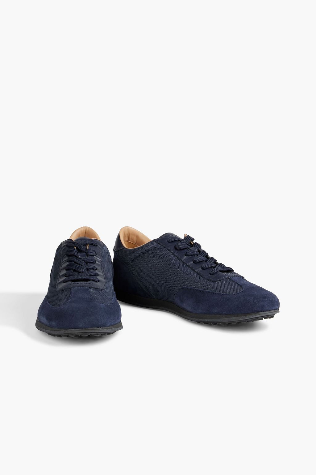 TOD'S Laccetto leather-trimmed canvas and suede sneakers