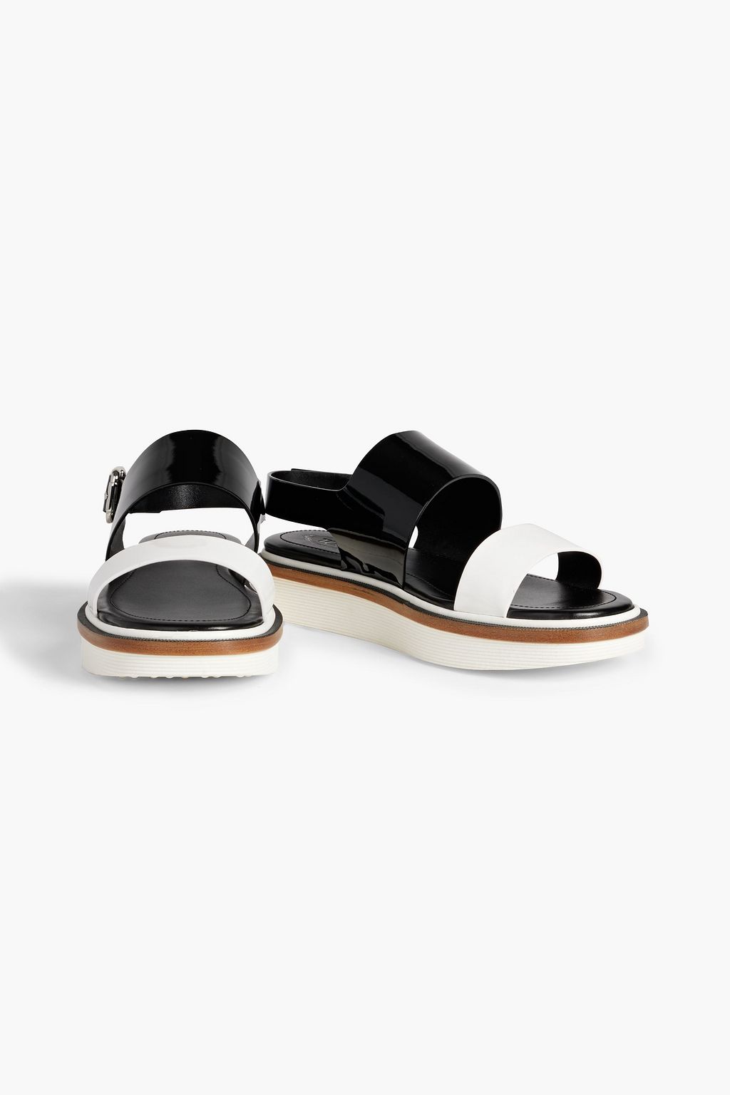 TOD'S Two-tone patent-leather platform slingback sandals
