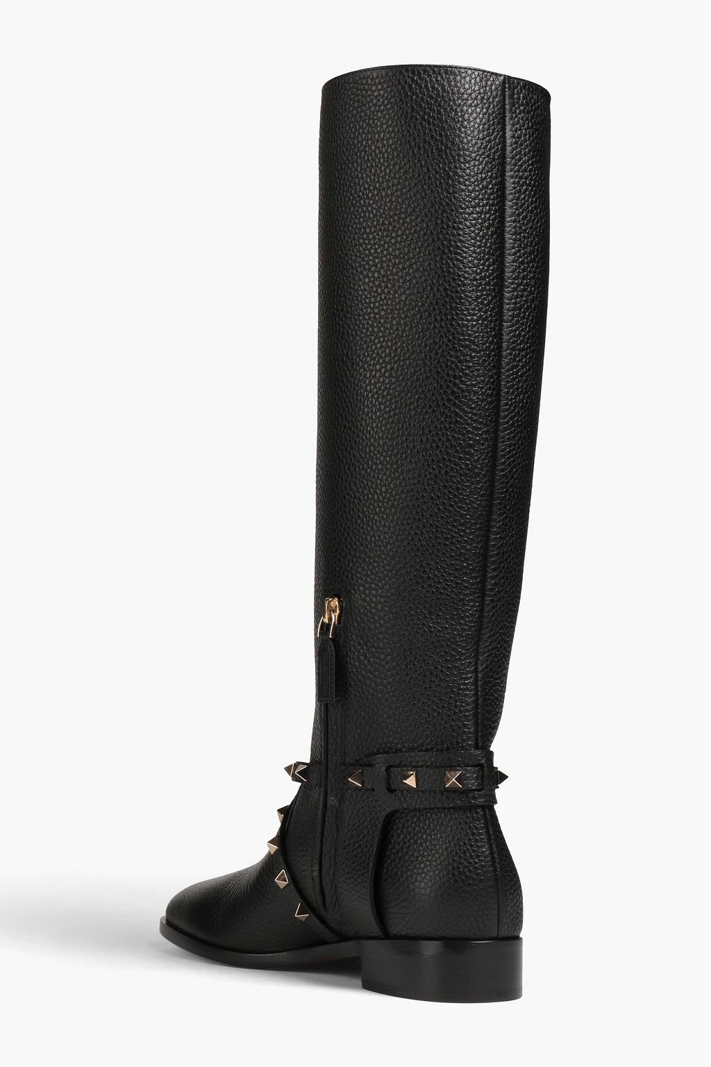 VALENTINO GARAVANI Rockstud pebbled-leather knee boots