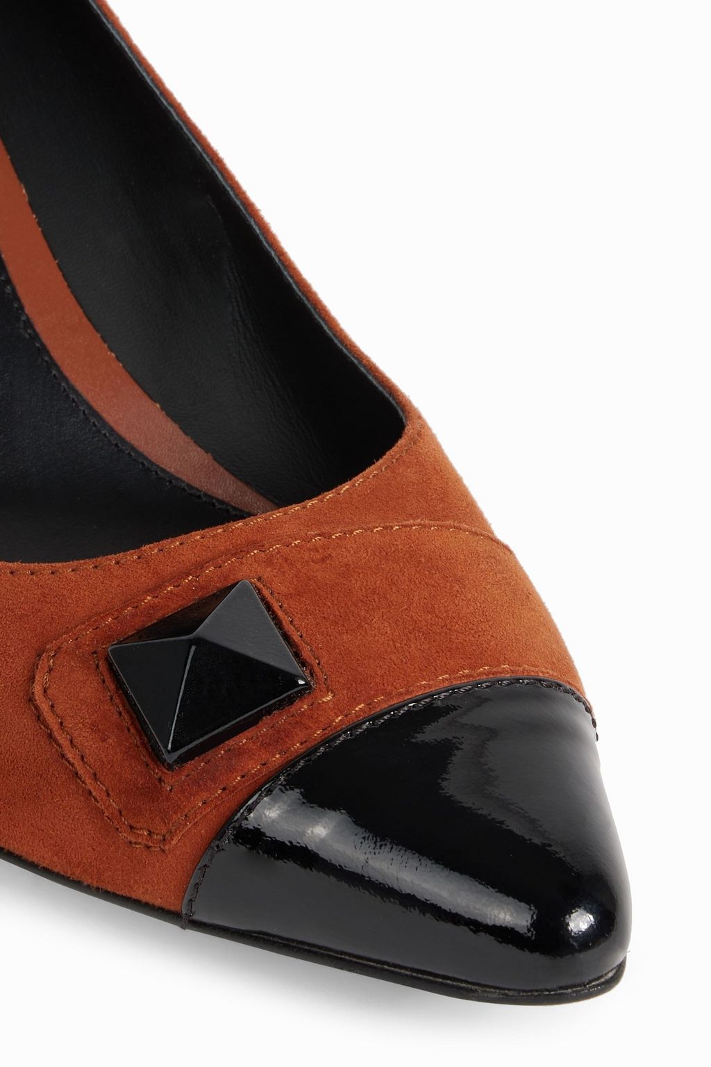 TOD'S Studded suede and patent-leather pumps