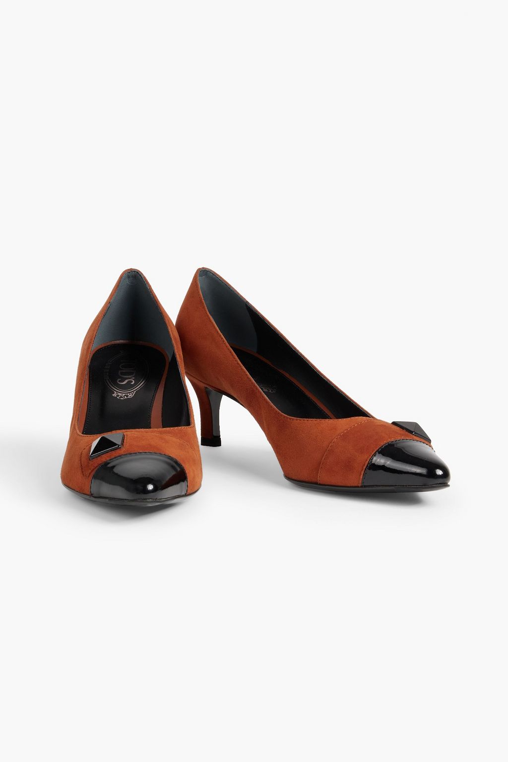 TOD'S Studded suede and patent-leather pumps