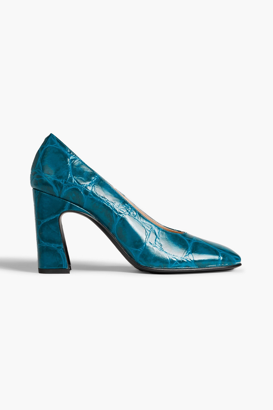 Tod's Croc-effect Leather Pumps In Petrol