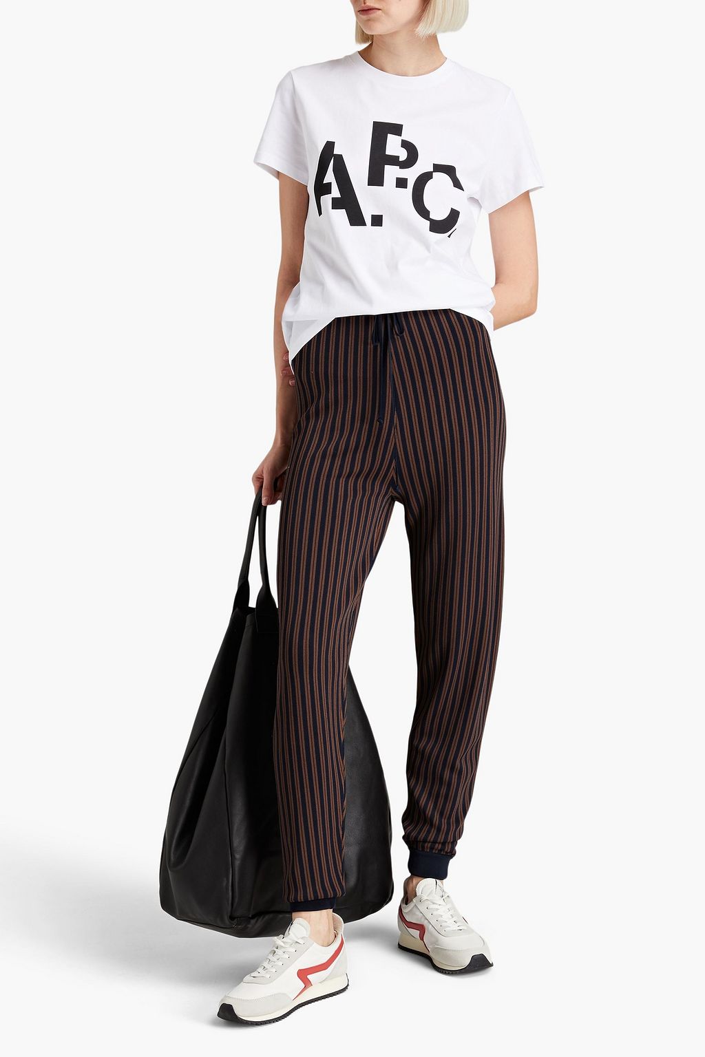 A.P.C. بنطلون رياضي ثقيل «لوسي» محبوك بنمط جاكار بتصميم مخطط