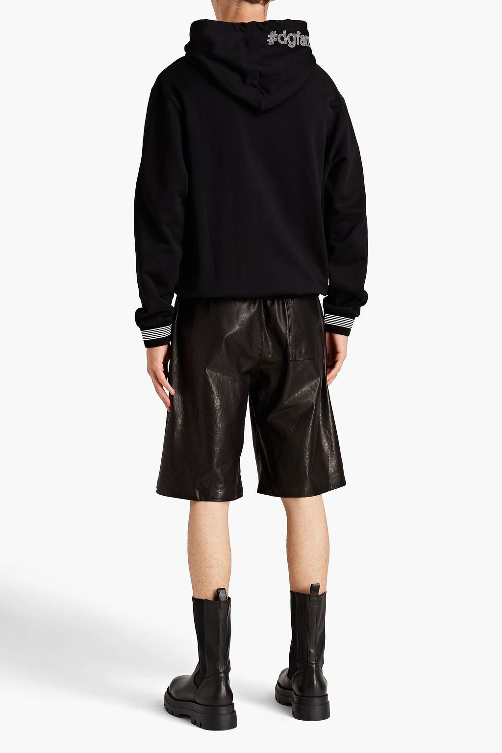 DOLCE & GABBANA Embellished metallic French cotton-terry hoodie
