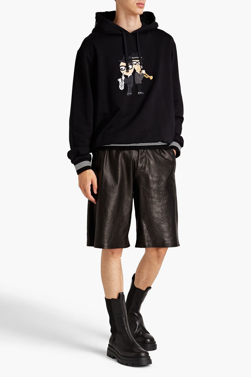 DOLCE & GABBANA Embellished metallic French cotton-terry hoodie