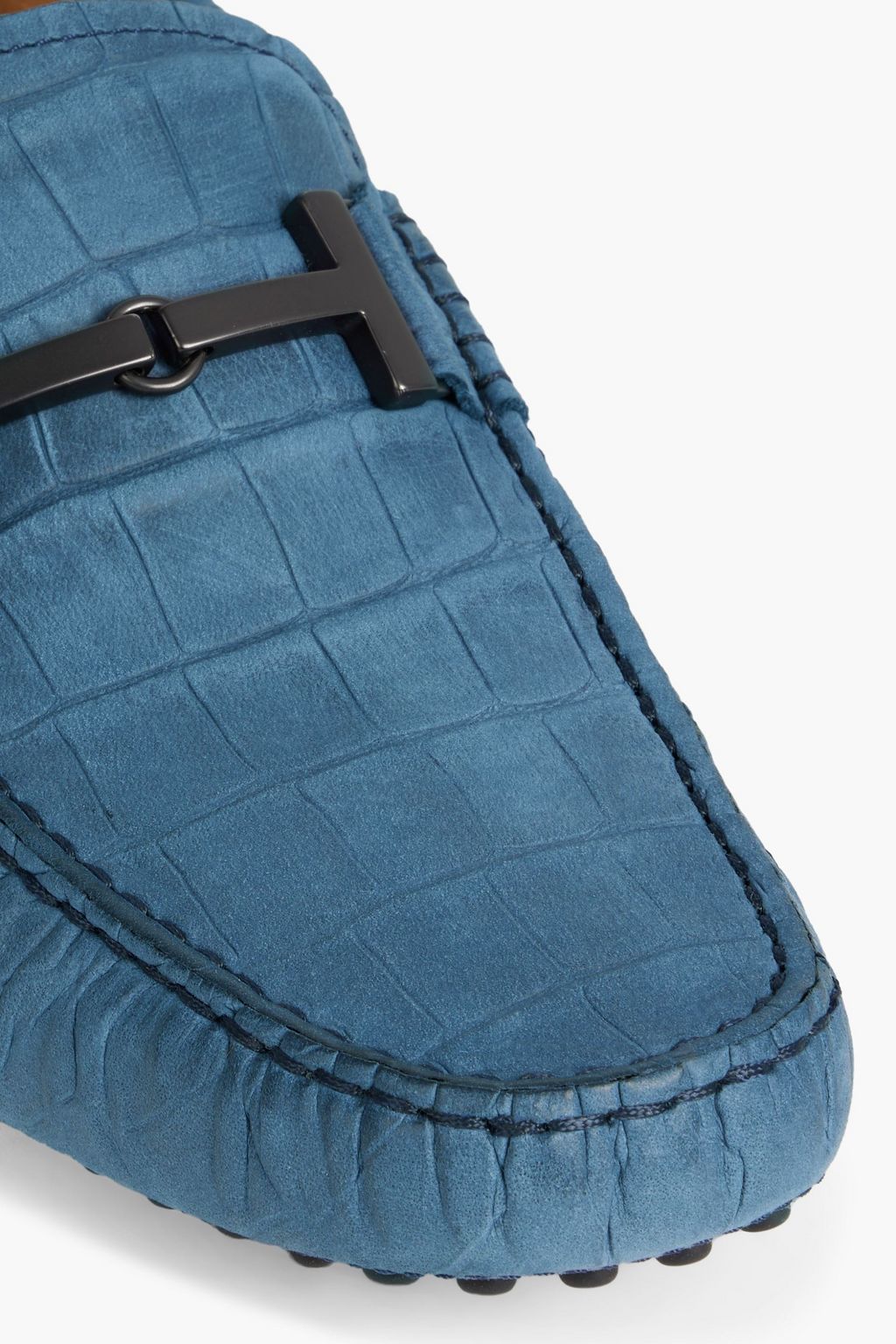 TOD'S Double T croc-effect leather driving shoes