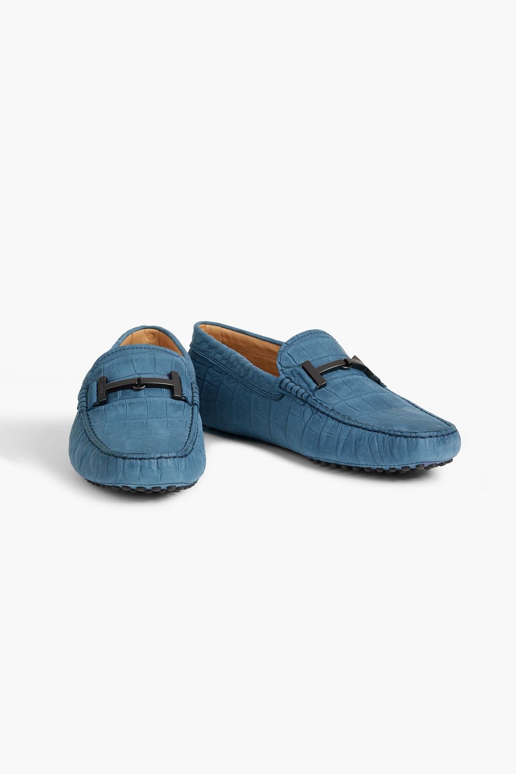 TOD'S Double T croc-effect leather driving shoes