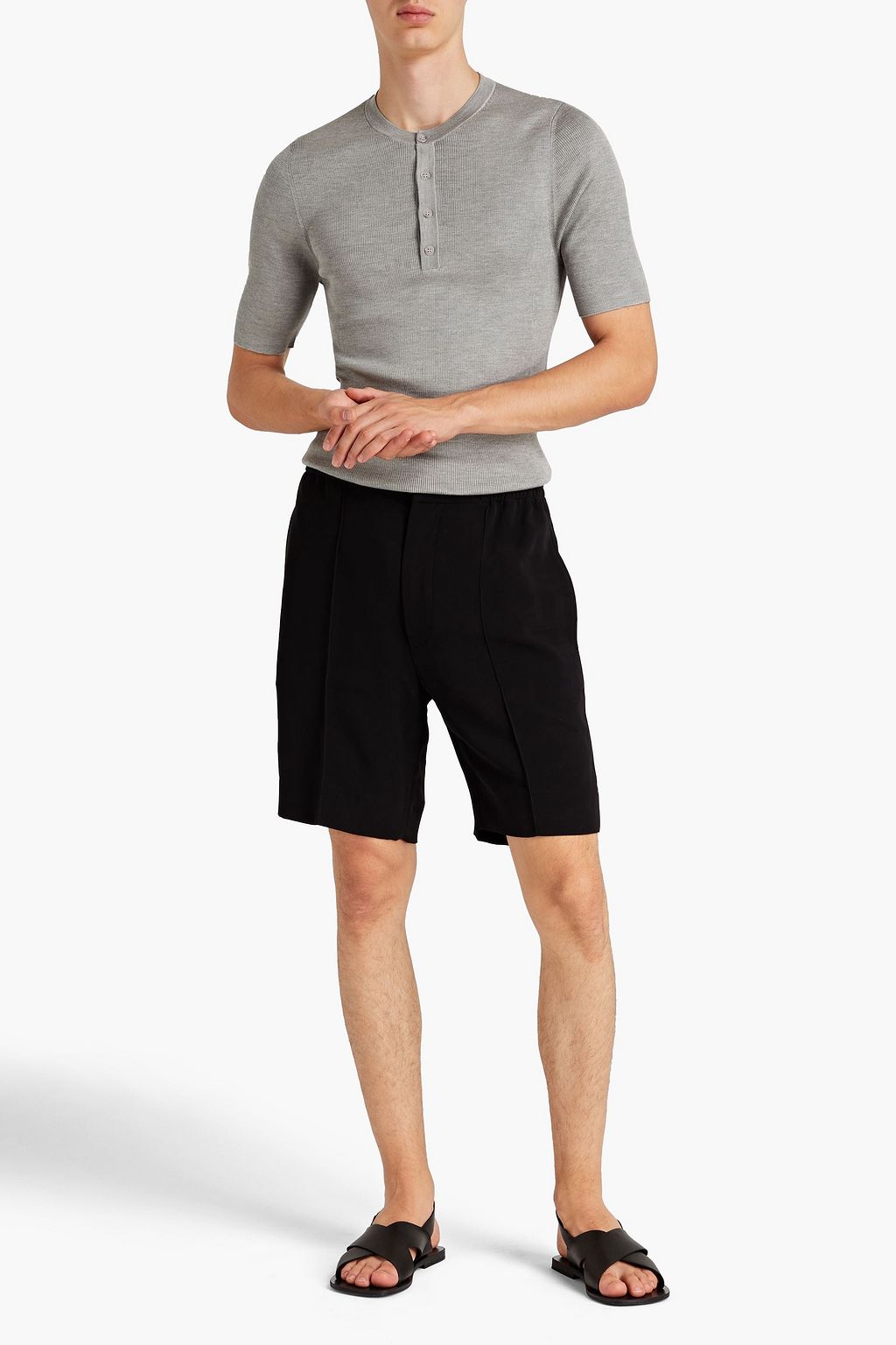 DOLCE & GABBANA Mélange silk-jersey Henley T-shirt