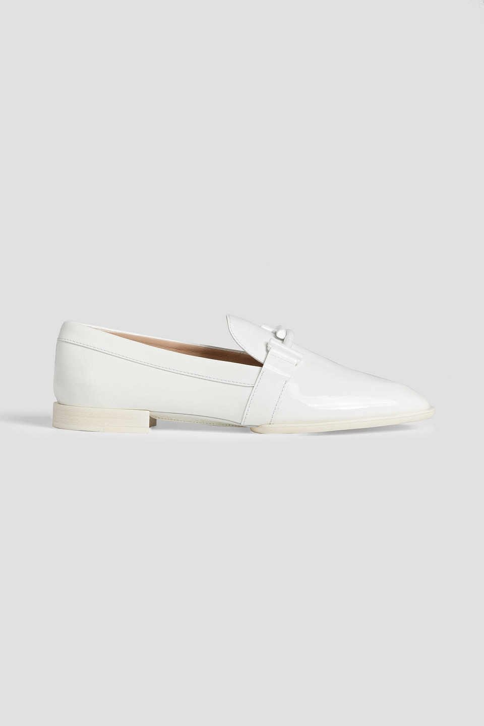 Tod's Double T Patent-leather Loafers In White