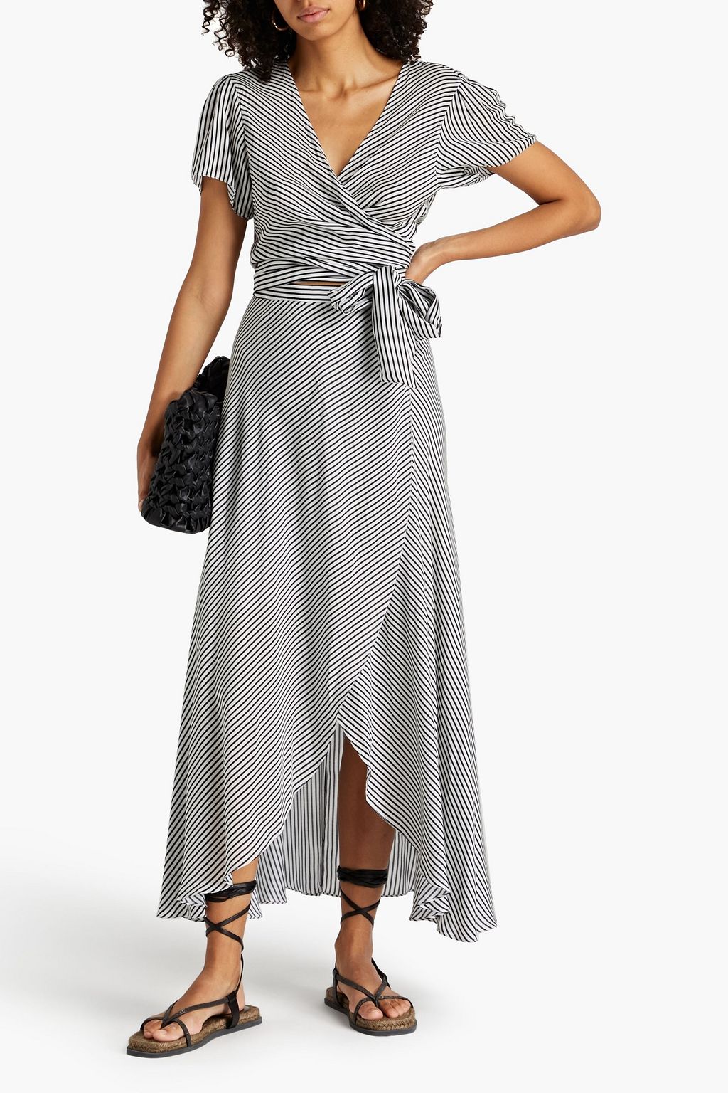 VIX PAULA HERMANNY Wrap-effect striped woven midi dress