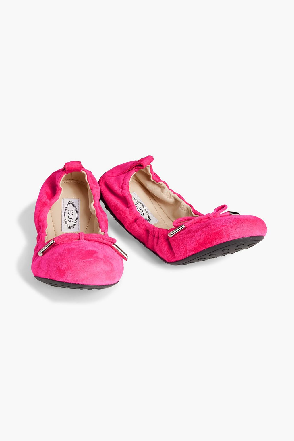 TOD'S Bow-embellished suede ballet flats