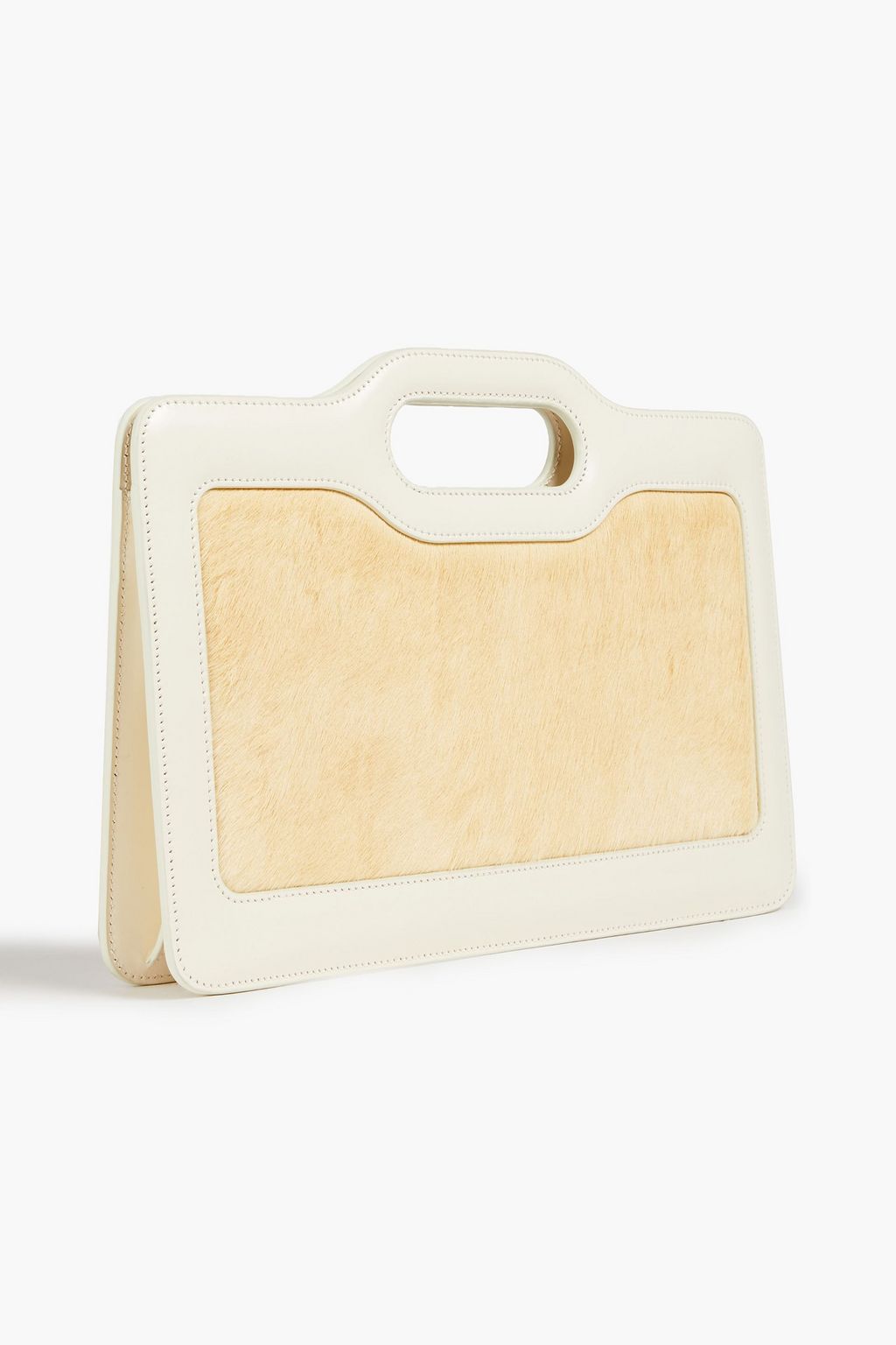 JIL SANDER Calf-hair and leather clutch