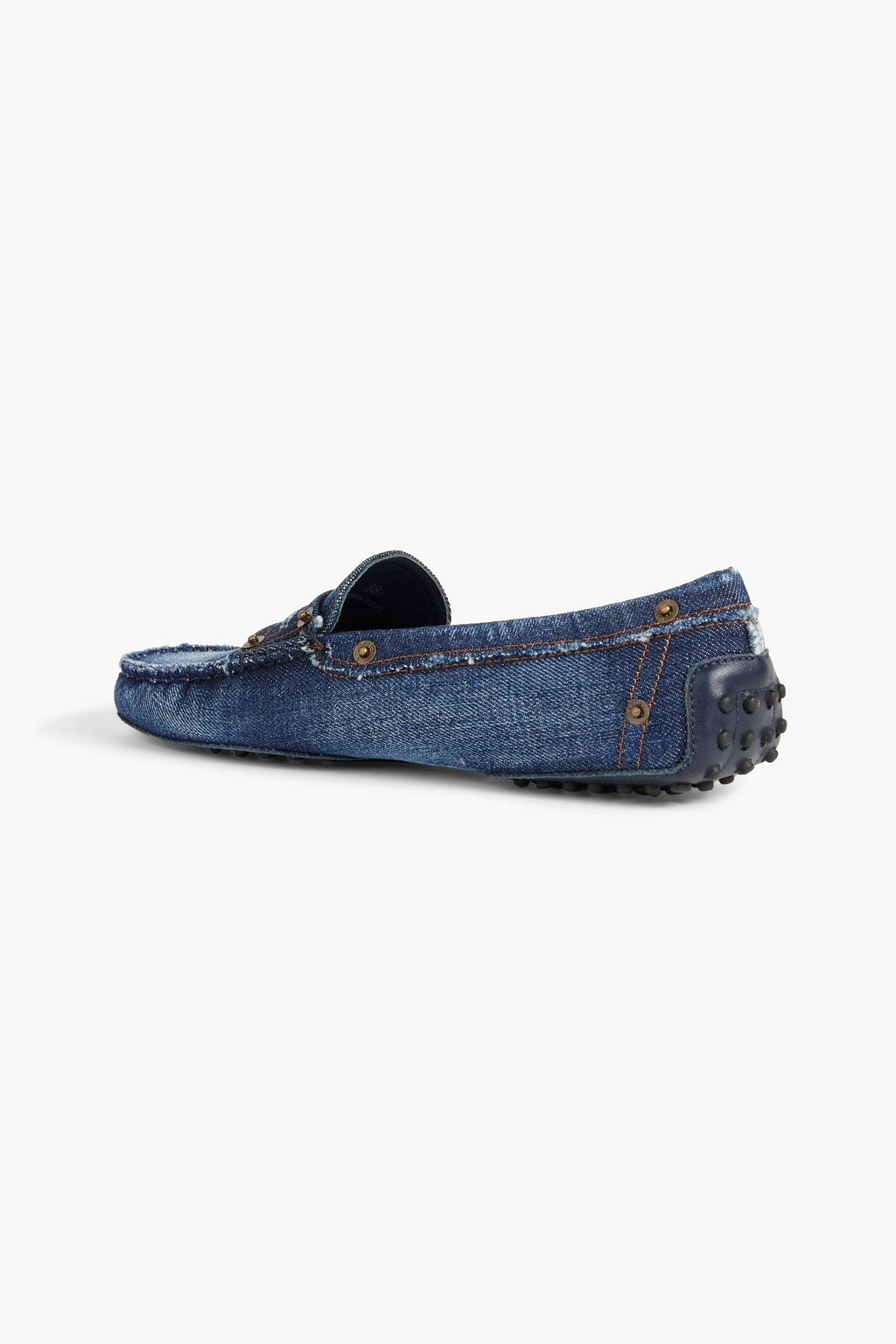 TOD'S حذاء لوفر من الدنيم بتأثير معتق