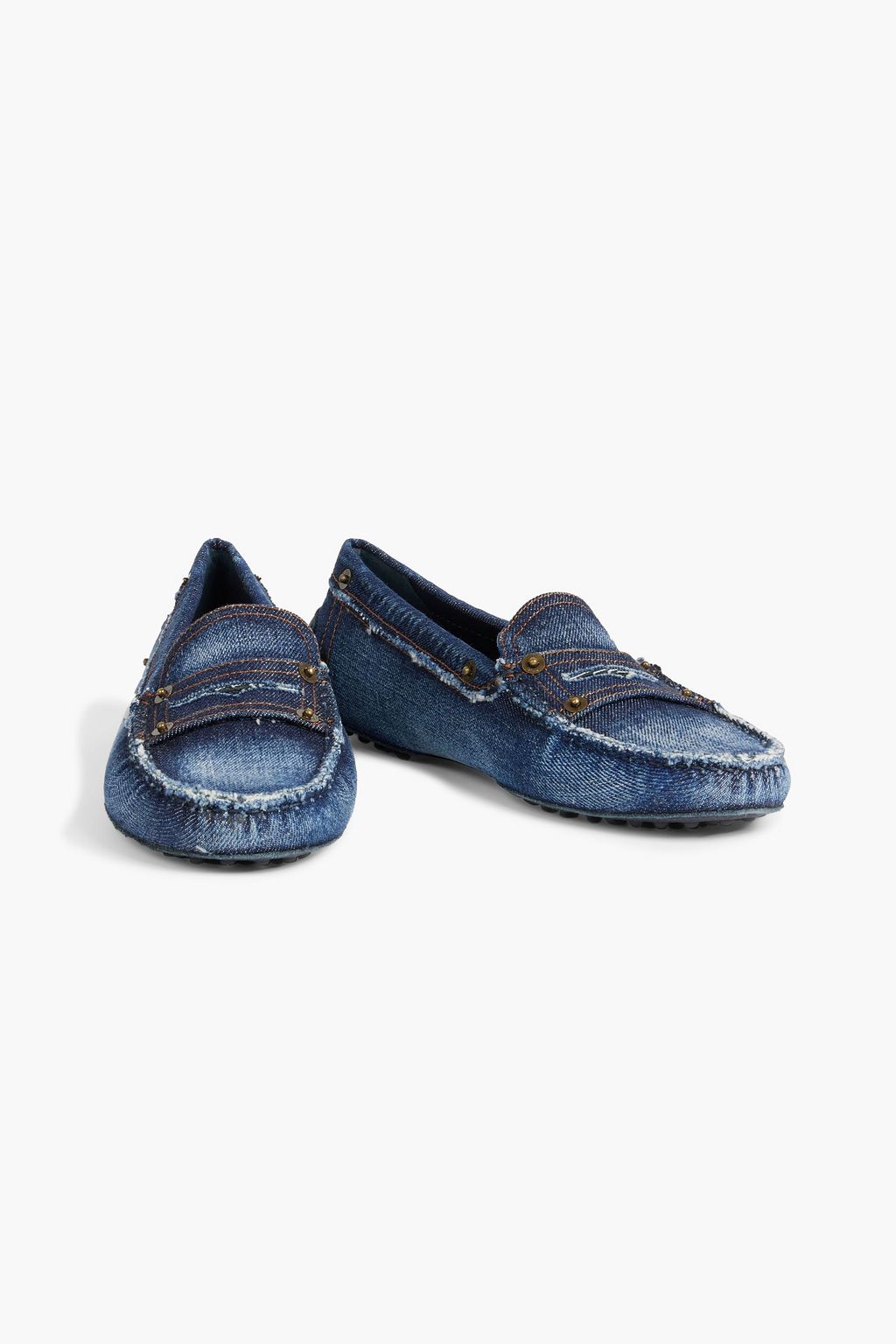 TOD'S حذاء لوفر من الدنيم بتأثير معتق