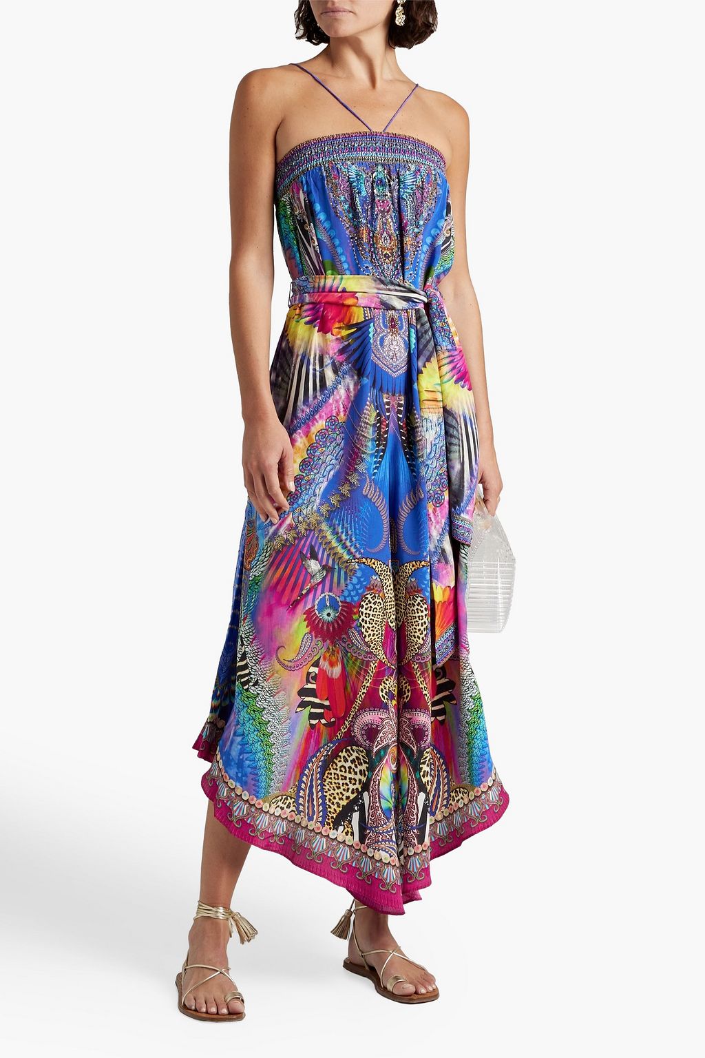 CAMILLA Embellished printed silk crepe de chine wide-leg jumpsuit