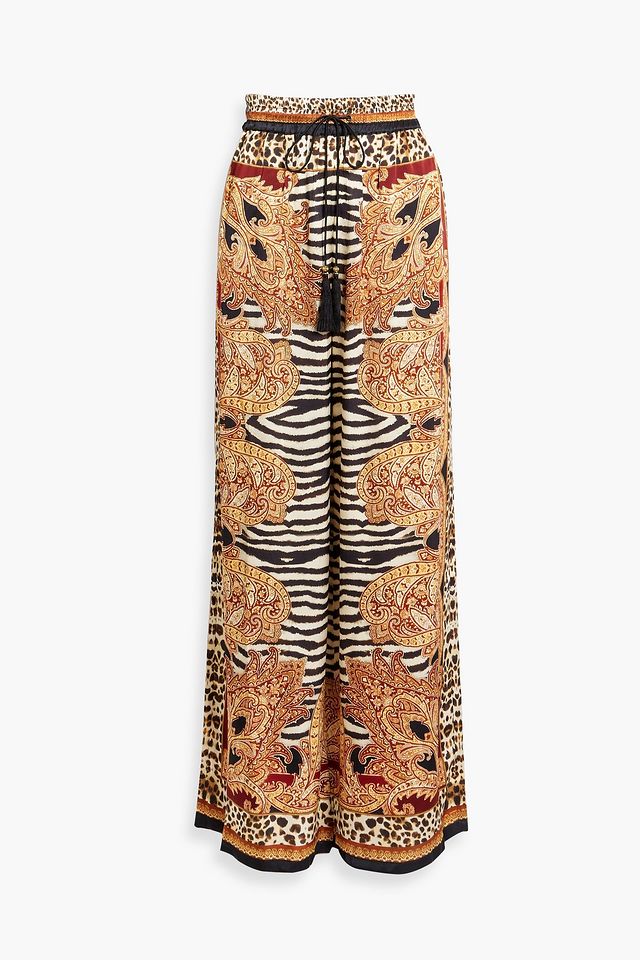 Printed silk wide-leg pants
