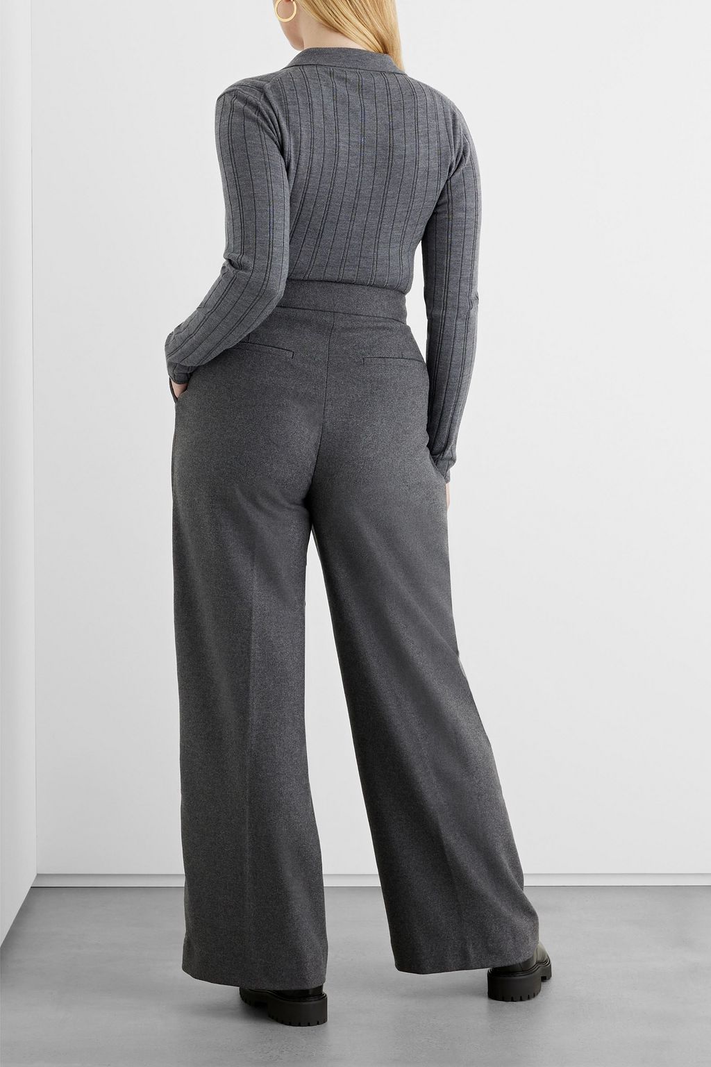 IRIS & INK Elizabeth wool-flannel wide-leg pants
