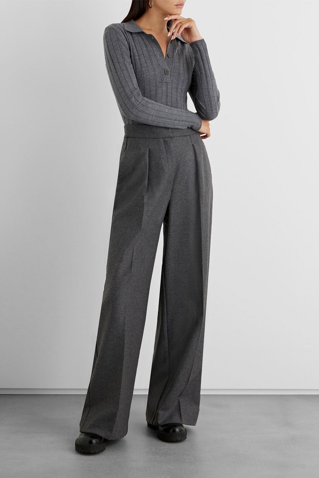 IRIS & INK Elizabeth wool-flannel wide-leg pants