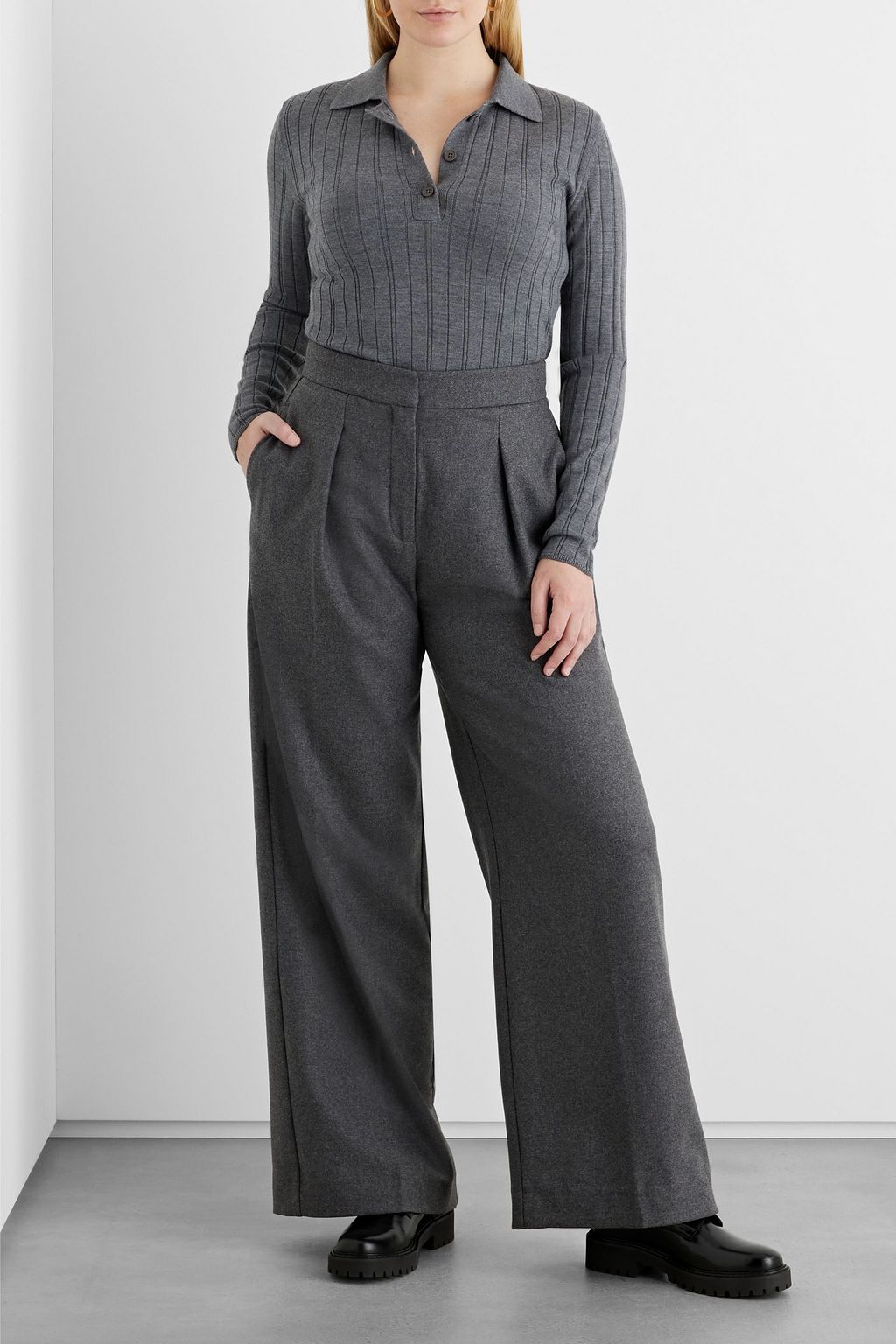 IRIS & INK Elizabeth wool-flannel wide-leg pants