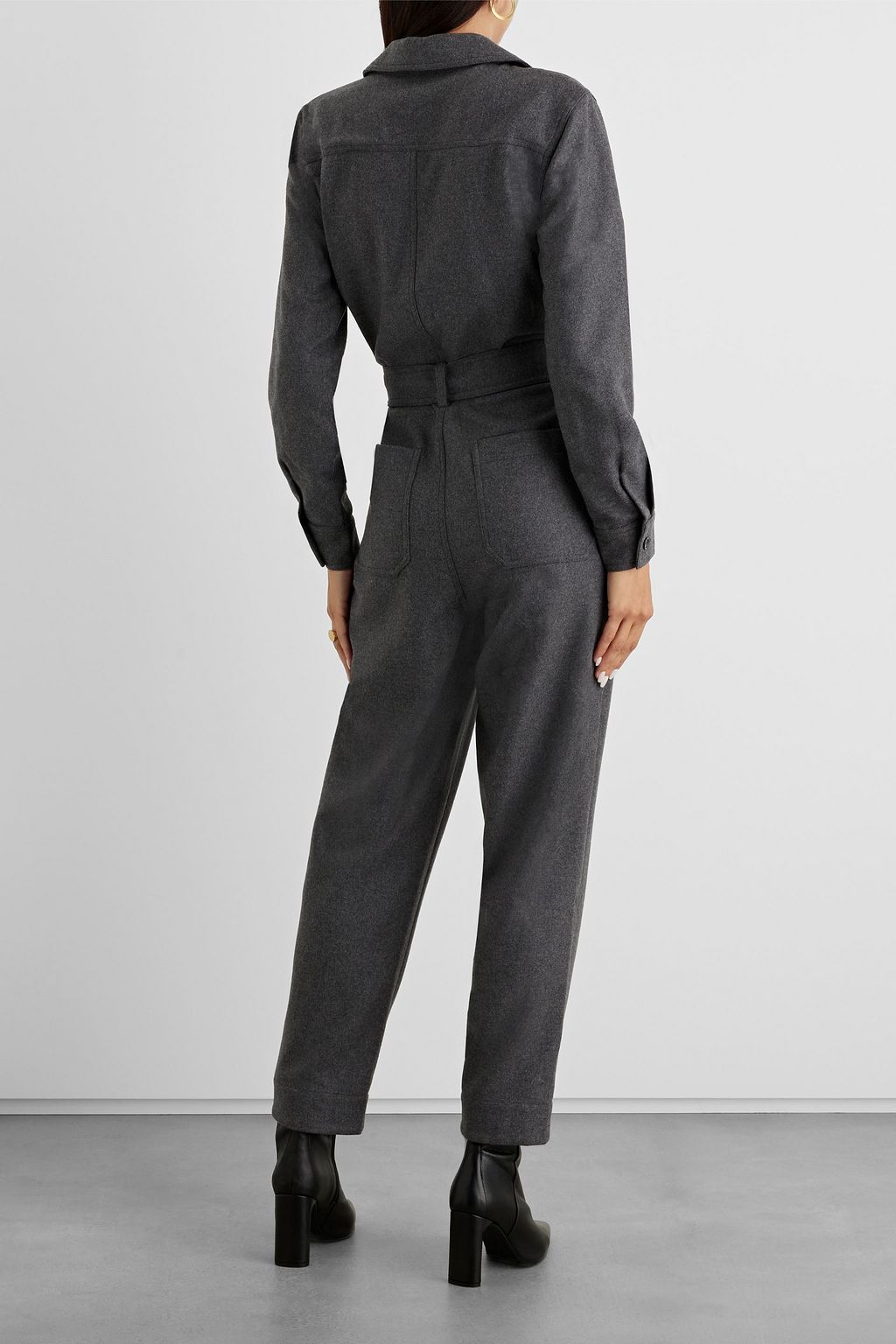 IRIS & INK Victoria Jumpsuit aus recyceltem Woll-Flanell mit Gürtel
