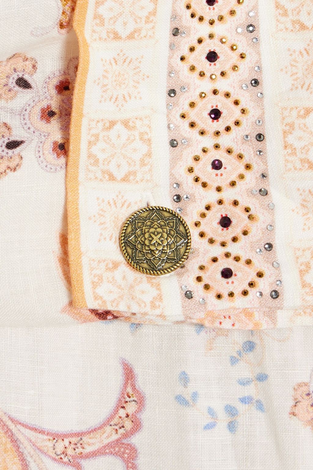 CAMILLA Crystalembellished printed linen robe THE