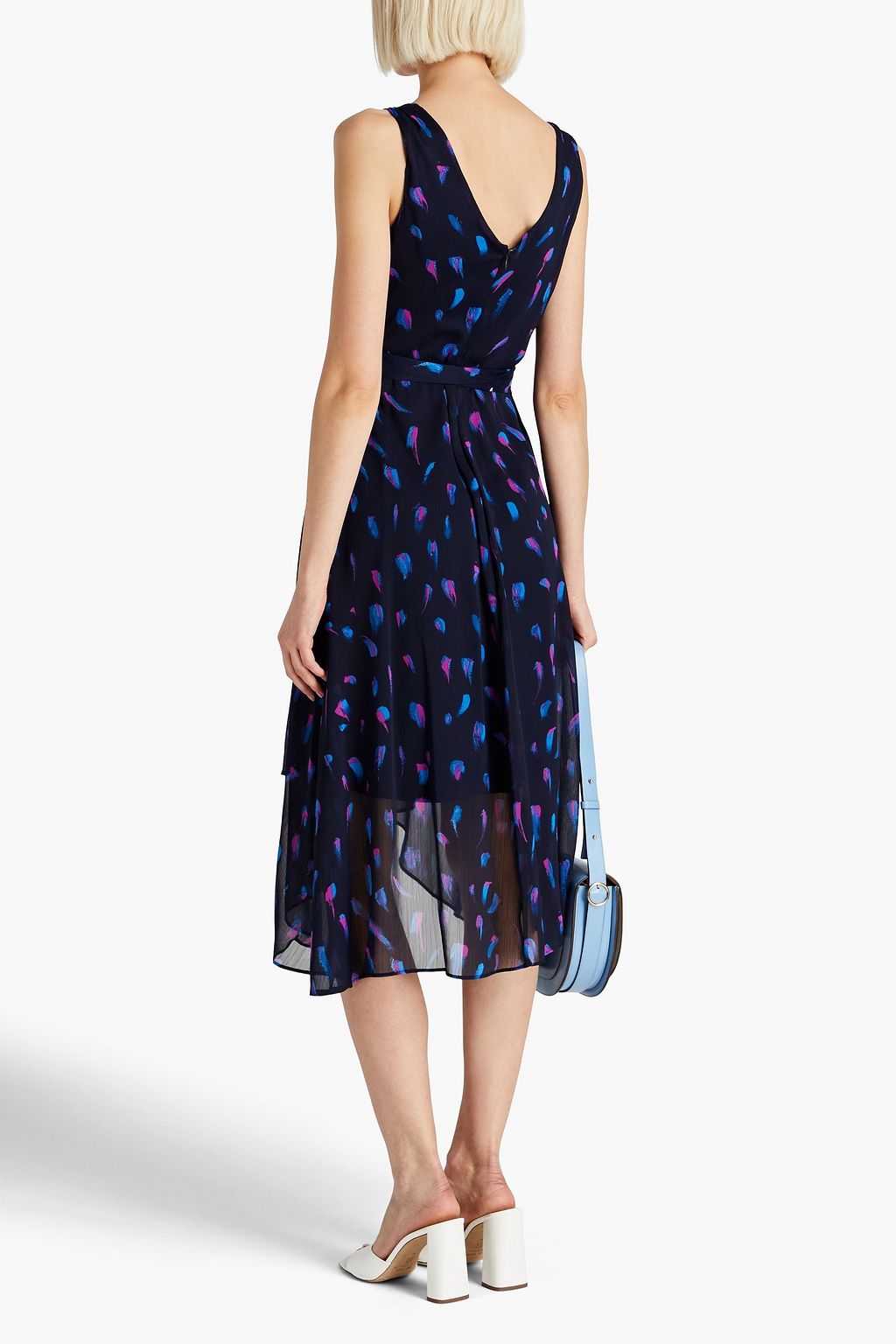 DKNY Wrap-effect printed georgette midi dress