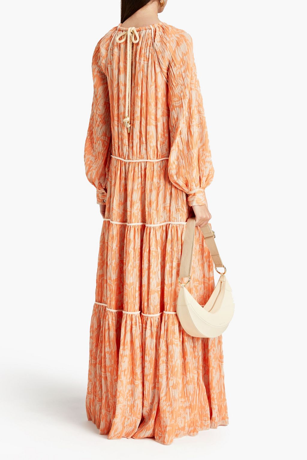 SIMKHAI Leila tiered printed plissé-chiffon maxi dress
