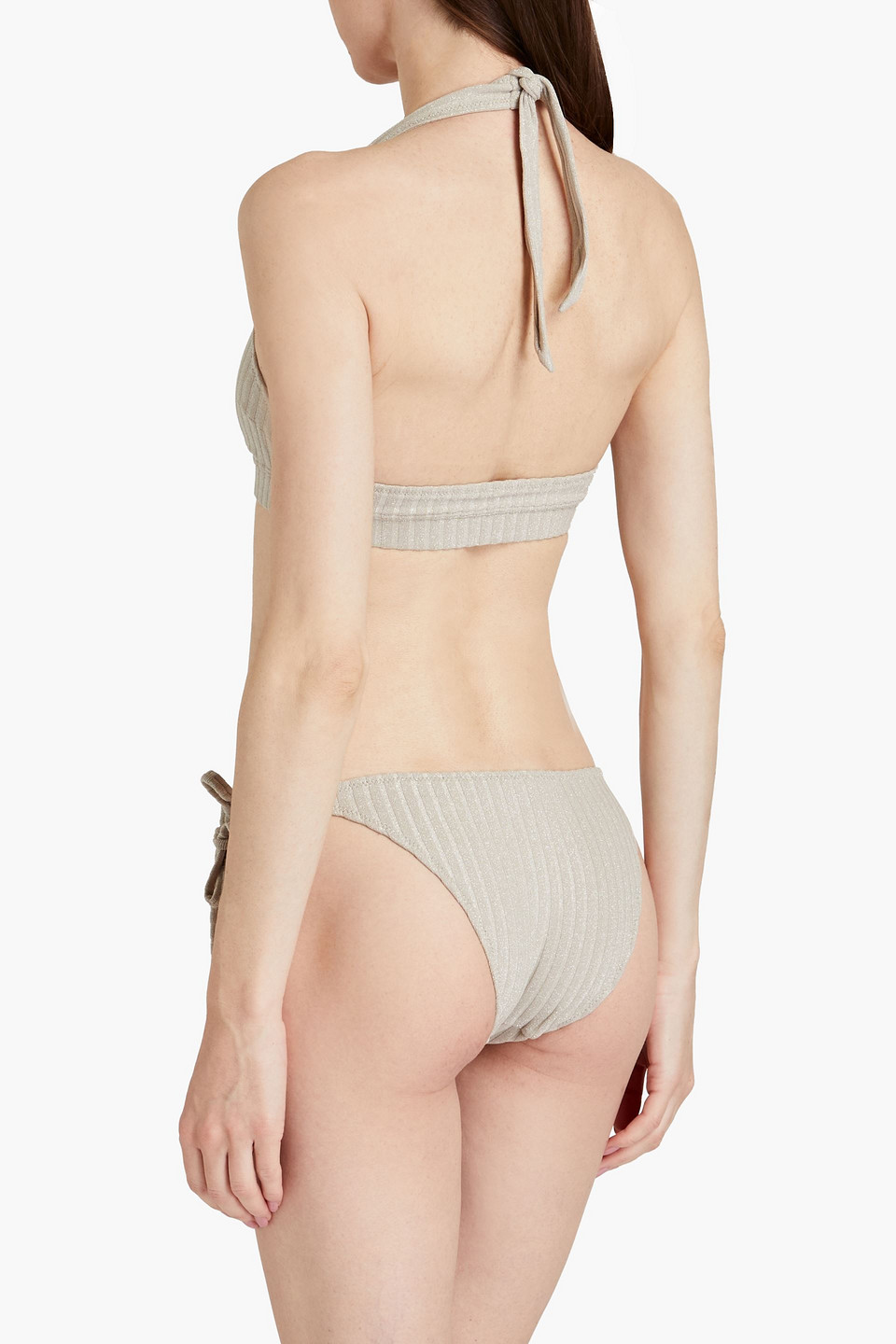  Solid & Striped - The Tenley Tief Sitzendes Geripptes Bikini-höschen Mit Metallic-effekt - Metallic - Xl 