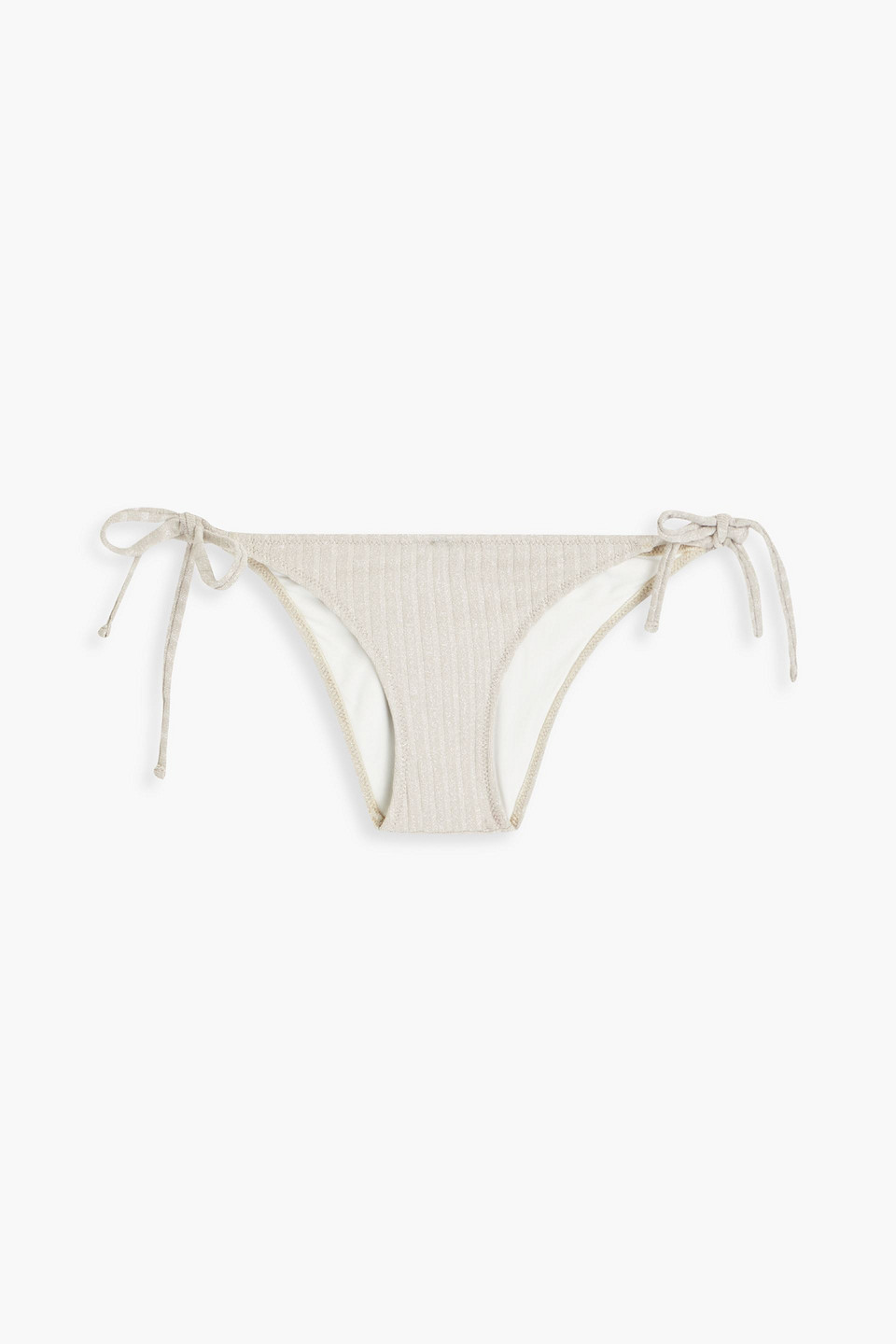 Solid & Striped The Tenley Metallic Ribbed Low-rise Bikini Briefs In Platinum