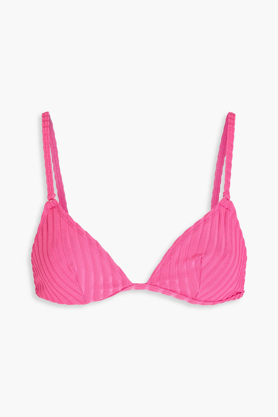 Solid & Striped The Lulu Ribbed Recycled Triangle Bikini Top In Pink
