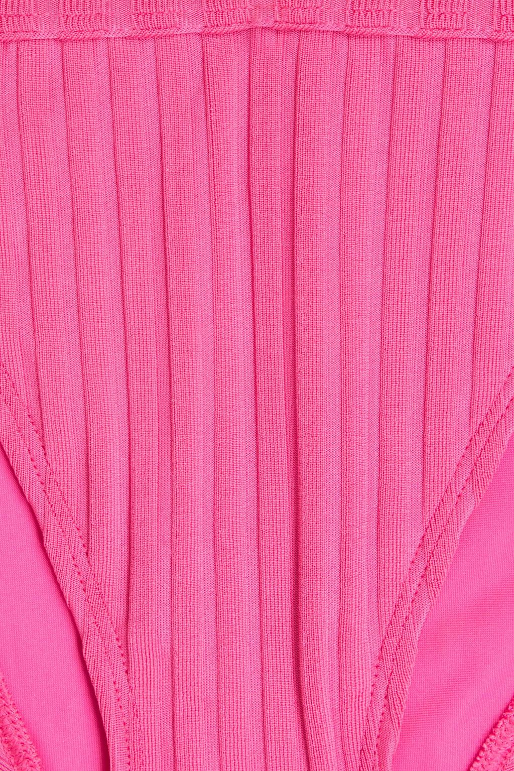SOLID & STRIPED سروال بكيني ’ذا لولو’ بخصر منخفض من نسيج معاد تدويره بتصميم مضلع