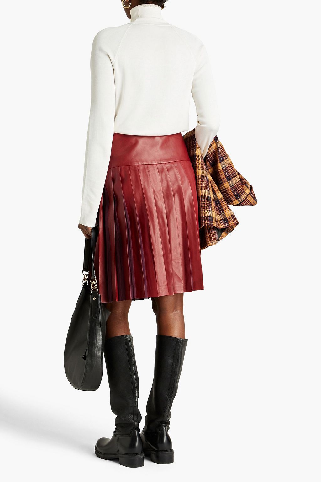 TOD'S Pleated leather skirt