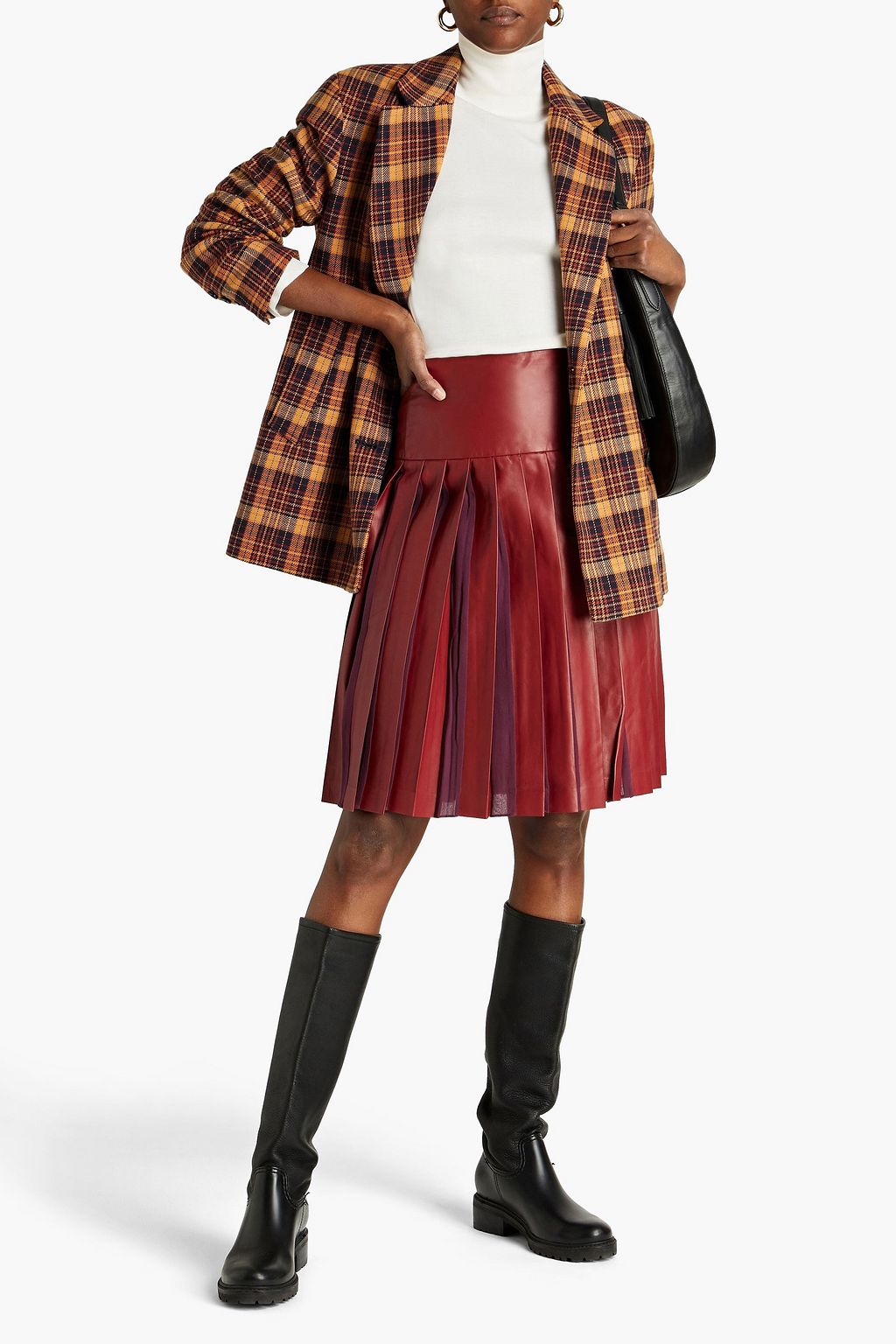 TOD'S Pleated leather skirt