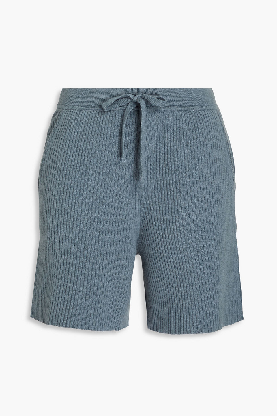 Lapointe Ribbed Cashmere Shorts In Slate Blue