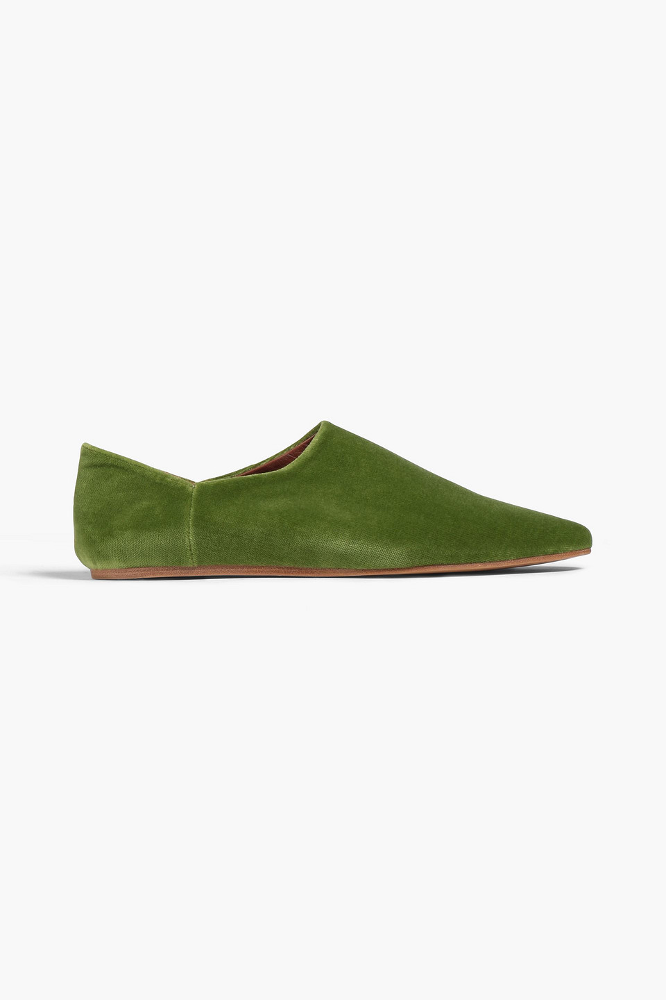 Le Monde Beryl Velvet Flats In Green