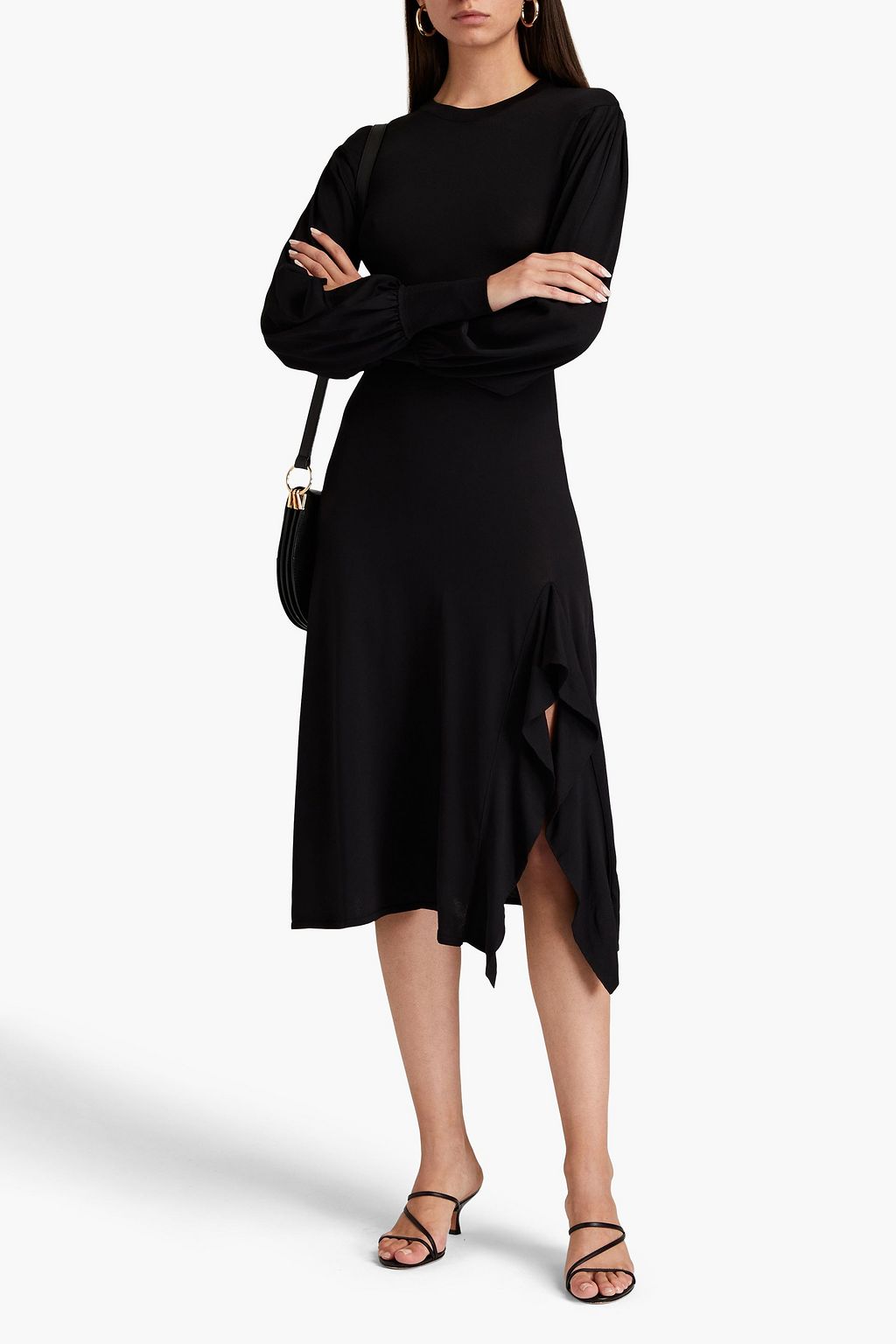 TEMPERLEY LONDON ポンテ ミディワンピース カットアウト ラッフル付き