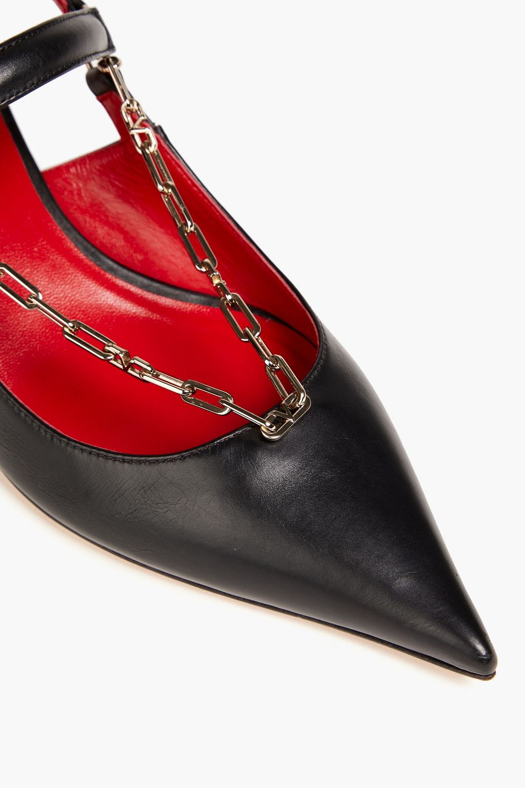 VALENTINO GARAVANI Chain-embellished leather pumps