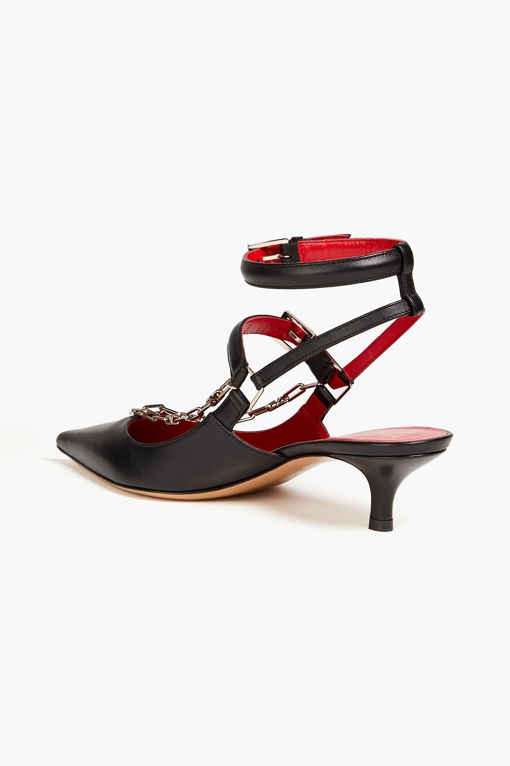 VALENTINO GARAVANI Chain-embellished leather pumps